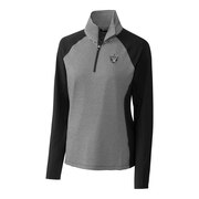 Add Oakland Raiders Cutter & Buck Women's Forge Tonal Stripe Half-Zip Pullover Jacket - Black To Your NFL Collection