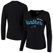 Add Carolina Panthers G-III 4Her by Carl Banks Women's Preseason V-Neck Long Sleeve T-Shirt - Black To Your NFL Collection