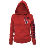 Add Houston Texans New Era Women's Playbook Glitter Sleeve Full-Zip Hoodie - Red To Your NFL Collection