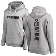 Add Oakland Raiders NFL Pro Line Women's Personalized Backer Pullover Hoodie - Ash To Your NFL Collection