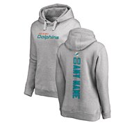 Add Miami Dolphins NFL Pro Line Women's Personalized Backer Pullover Hoodie - Ash To Your NFL Collection