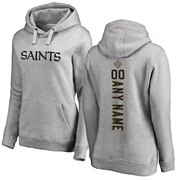 Add New Orleans Saints NFL Pro Line Women's Personalized Backer Pullover Hoodie - Ash To Your NFL Collection