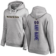 Add Baltimore Ravens NFL Pro Line Women's Personalized Backer Pullover Hoodie - Ash To Your NFL Collection