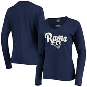 Add Los Angeles Rams NFL Pro Line Women's Freehand V-Neck Long Sleeve T-Shirt - Navy To Your NFL Collection