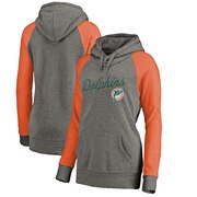 Add Miami Dolphins NFL Pro Line by Fanatics Branded Women's Timeless Collection Rising Script Tri-Blend Raglan Pullover Hoodie - Ash To Your NFL Collection