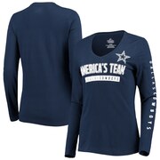 Add Dallas Cowboys NFL Pro Line by Fanatics Branded Women's Team Slogan Long Sleeve V-Neck T-Shirt - Navy To Your NFL Collection