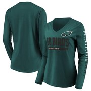 Add Philadelphia Eagles NFL Pro Line by Fanatics Branded Women's Team Slogan Long Sleeve V-Neck T-Shirt - Midnight Green To Your NFL Collection