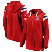 Add New England Patriots NFL Pro Line by Fanatics Branded Women's True Classics Retro Stripe Full-Zip Hoodie - Red/White To Your NFL Collection