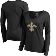 Add New Orleans Saints NFL Pro Line by Fanatics Branded Women's V-Neck Primary Logo Long-Sleeve T-Shirt - Black To Your NFL Collection