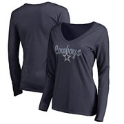Add Dallas Cowboys NFL Pro Line by Fanatics Branded Women's Free Hand Long Sleeve V-Neck T-Shirt - Navy To Your NFL Collection