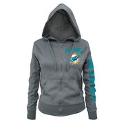 Add Miami Dolphins New Era Women's Playbook Glitter Sleeve Full-Zip Hoodie - Gray To Your NFL Collection