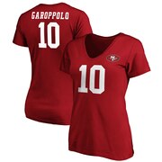 Add Jimmy Garoppolo San Francisco 49ers NFL Pro Line by Fanatics Branded Women's Authentic Stack Player Name & Number V-Neck T-Shirt - Scarlet To Your NFL Collection