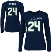 Add Marshawn Lynch Seattle Seahawks Majestic Womens Fair Catch V Name and Number Long Sleeve T-Shirt - College Navy To Your NFL Collection