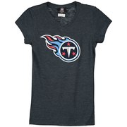 Tennessee Titans 5th & Ocean by New Era Girls Youth Basic Logo Tri-Blend V-Neck T-Shirt - Navy Blue