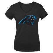 Carolina Panthers 5th & Ocean by New Era Girls Youth Basic Logo Tri-Blend V-Neck T-Shirt - Black