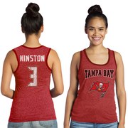 Add Jameis Winston Tampa Bay Buccaneers Majestic Women's Tri-Blend Wordmark Name & Number Tank Top - Red To Your NFL Collection