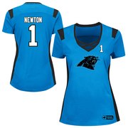 Add Cam Newton Carolina Panthers Majestic Women's Draft Him Name & Number Fashion T-Shirt - Light Blue To Your NFL Collection