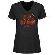 Add Cincinnati Bengals Majestic Women's Bright Lights V-Neck T-Shirt - Black To Your NFL Collection