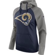 Add Los Angeles Rams Nike Women's All Time Raglan Pullover Performance Hoodie - Navy/Heathered Gray To Your NFL Collection