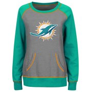 Add Miami Dolphins Majestic Women's Overtime Queen Crew Neck Sweatshirt - Gray/Aqua To Your NFL Collection