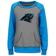 Add Carolina Panthers Majestic Women's Overtime Queen Crew Neck Sweatshirt - Gray/Blue To Your NFL Collection