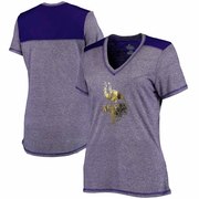 Add Minnesota Vikings Majestic Women's Bright Lights V-Neck T-Shirt - Heathered Purple To Your NFL Collection