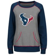 Add Houston Texans Majestic Women's Overtime Queen Crew Neck Sweatshirt - Gray/Navy To Your NFL Collection