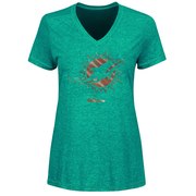 Add Miami Dolphins Majestic Women's Bright Lights V-Neck T-Shirt - Aqua To Your NFL Collection