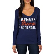 Add Denver Broncos Women's Blitz 2 Hit Long Sleeve V-Neck T-Shirt - Navy To Your NFL Collection