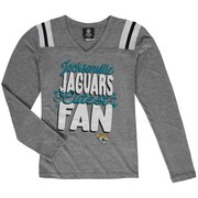 Add Jacksonville Jaguars 5th & Ocean by New Era Girls Youth Cutest Fan Tri-Blend V-Neck Long Sleeve T-Shirt - Heathered Gray To Your NFL Collection