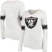 Add Oakland Raiders Juniors Team Leader V-Neck Long Sleeve T-Shirt - White To Your NFL Collection