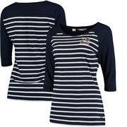 Add Los Angeles Rams Cutter & Buck Women's Revel Stripe Three-Quarter Sleeve T-Shirt - Navy To Your NFL Collection