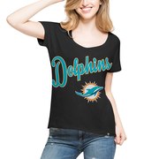 Add Miami Dolphins '47 Women's Flair Roundoff T-Shirt - Black To Your NFL Collection