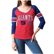 Add New York Giants 5th & Ocean by New Era Women's Blind Side 3/4-Sleeve Raglan V-Neck T-Shirt - Red/Royal To Your NFL Collection