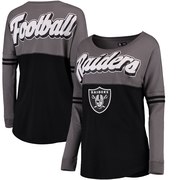 Add Oakland Raiders 5th & Ocean by New Era Women's Athletic Varsity Long Sleeve T-Shirt - Charcoal/Black To Your NFL Collection