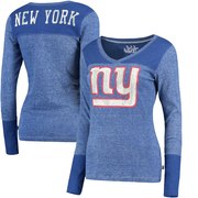 Add New York Giants Touch by Alyssa Milano Women's Goal Line Long Sleeve V-Neck T-Shirt - Royal To Your NFL Collection