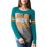 Add Miami Dolphins New Era Overtime Henley Tri-Blend Long Sleeve T-Shirt - Heathered Gray/Aqua To Your NFL Collection