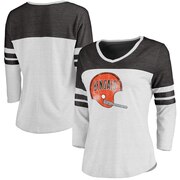 Add Cincinnati Bengals NFL Pro Line Women's Throwback Two-Tone Color Block Tri-Blend 3/4-Sleeve T-Shirt - White/Black To Your NFL Collection