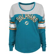 Add Miami Dolphins Juniors Cool Crew Varsity Long Sleeve T-Shirt - Aqua To Your NFL Collection