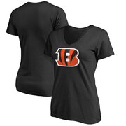 Order Cincinnati Bengals NFL Pro Line Women's Plus Size Primary Logo V-Neck T-Shirt - Black at low prices.