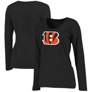 Add Cincinnati Bengals NFL Pro Line Women's Plus Size Primary Logo Long Sleeve T-Shirt - Black To Your NFL Collection