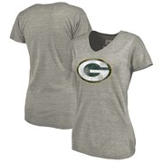 Add Green Bay Packers NFL Pro Line Women's Distressed Primary Logo Tri-Blend V-Neck T-Shirt - Gray To Your NFL Collection