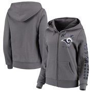 Add Los Angeles Rams New Era Women's Playbook Glitter Sleeve Full-Zip Hoodie - Gray To Your NFL Collection