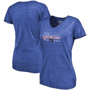 Add New York Giants NFL Pro Line by Fanatics Branded Women's Spangled Script Tri-Blend T-Shirt - Royal To Your NFL Collection