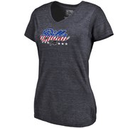 Add Buffalo Bills NFL Pro Line by Fanatics Branded Women's Spangled Script Tri-Blend T-Shirt - Navy To Your NFL Collection