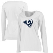 Add Los Angeles Rams Women's Primary Logo Plus Size Long Sleeve T-Shirt - White To Your NFL Collection