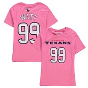 Add J.J. Watt Houston Texans Girls Youth Mainliner Player Name & Number T-Shirt - Pink To Your NFL Collection