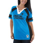 Add Carolina Panthers Majestic Women's Draft Me V-Neck T-Shirt - Blue/Black To Your NFL Collection