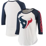 Add Houston Texans Junk Food Women's Vintage 3/4-Sleeve Raglan T-Shirt - White/Navy To Your NFL Collection