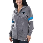 Add Carolina Panthers Majestic Women's Athletic Tradition Full-Zip Hoodie - Heathered Gray To Your NFL Collection